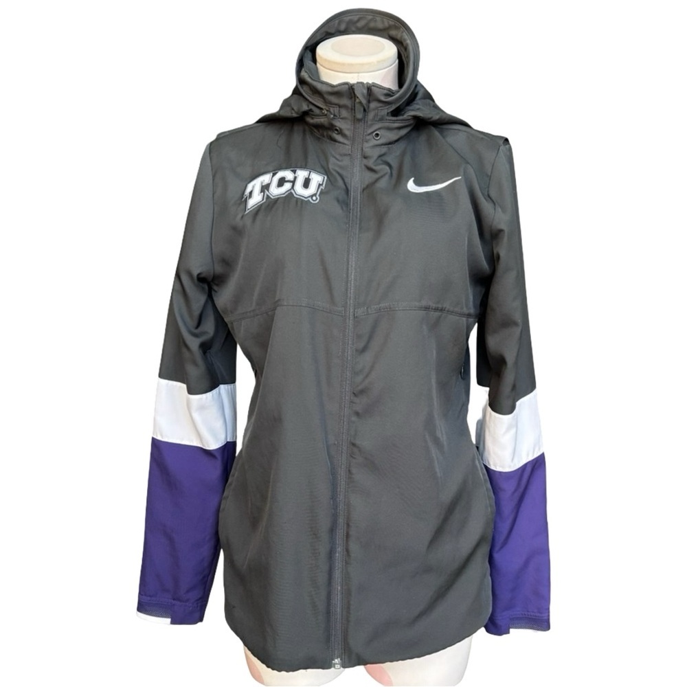 Nike – Gray Purple TCU Horned Frogs Hooded Jacket – M